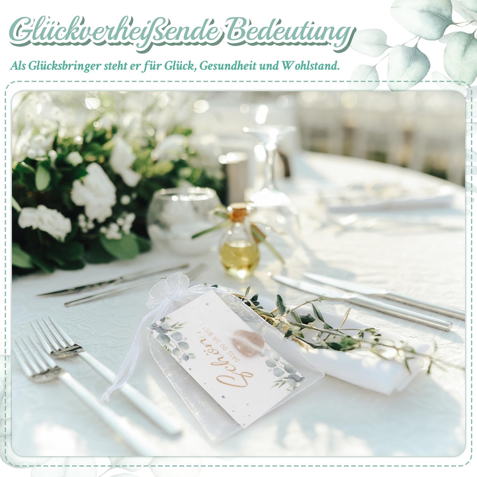 ZYNERY 30 Stück Herz Steine Gastgeschenk Hochzeit mit Karte im Organzasäckchen Schön dass du da bist Gastgeschenk Herzsteine für Hochzeit Gastgeschenke Taufe Kommunion