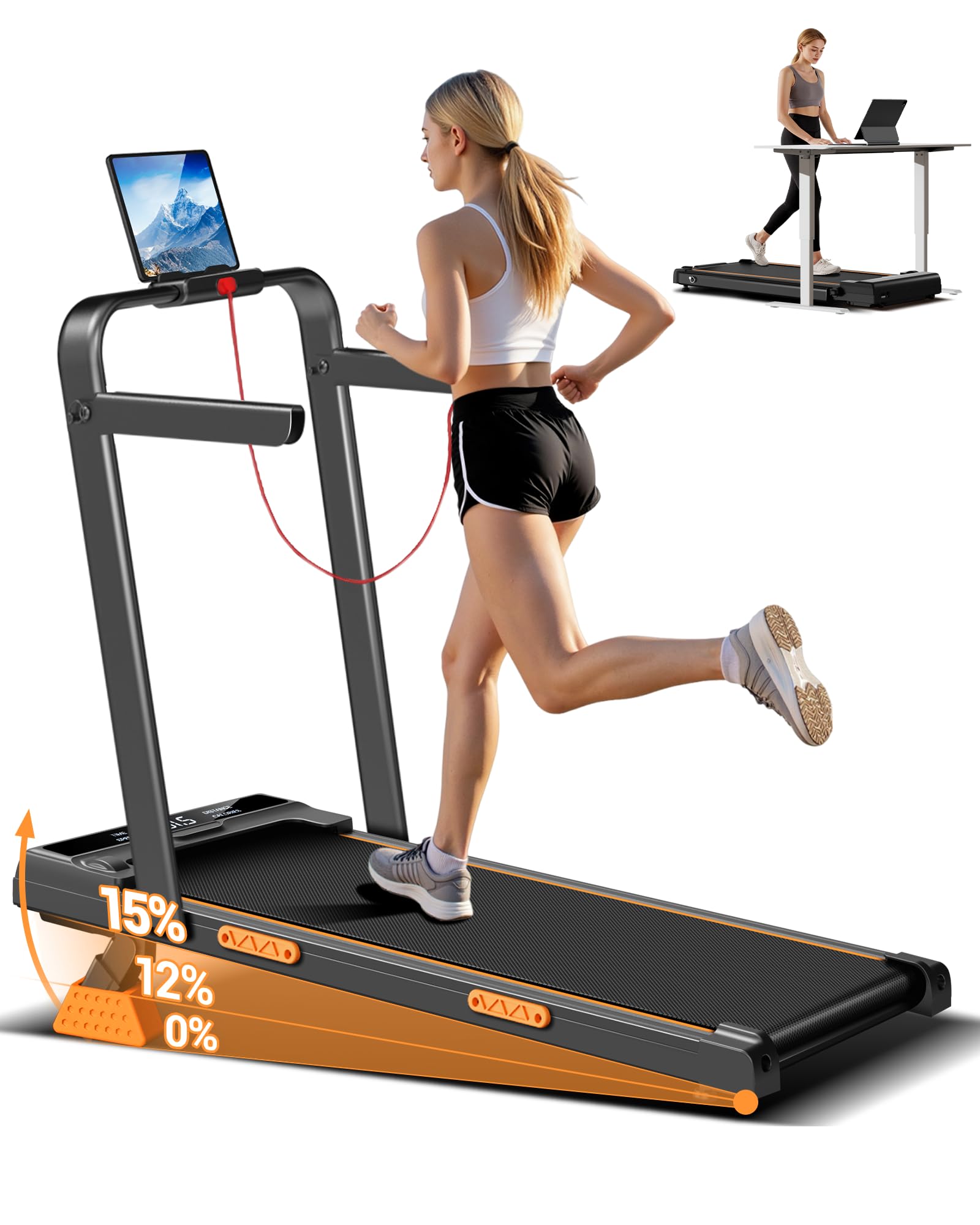 LONTEK Tapis Roulant Pieghevole Salvaspazio 10KM/H, Maniglioni Regolabili | Tapis Roulant Salvaspazio Pieghevole, 3.0HP Tapirulan Elettrico Offerte Pieghevole, Treadmill Walking Pad, Portata 159 KG