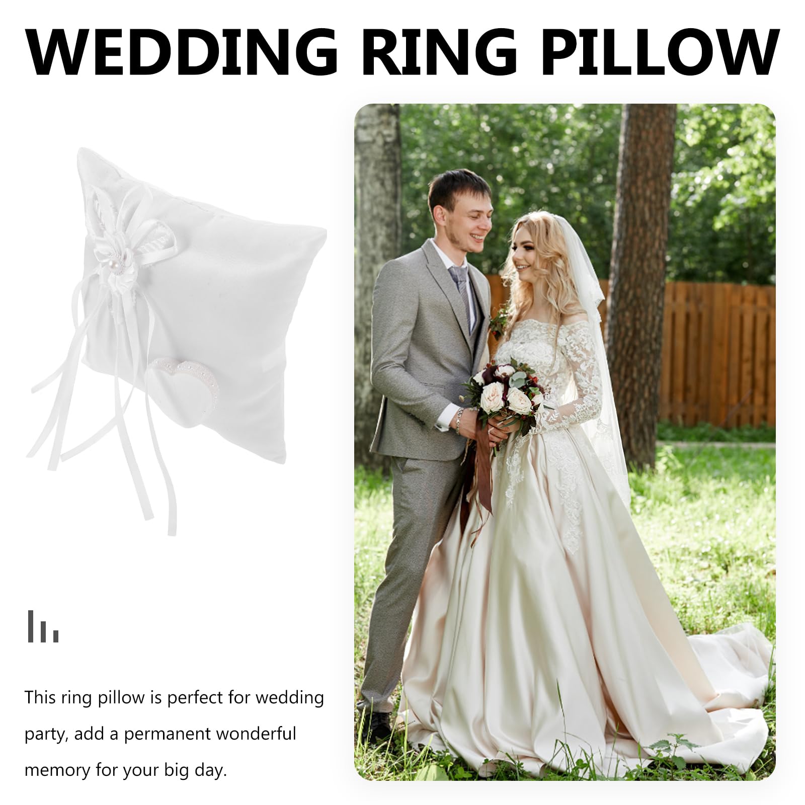 BESPORTBLE - Cuscino per anelli con anello quadrato, stile romantico, colore: bianco