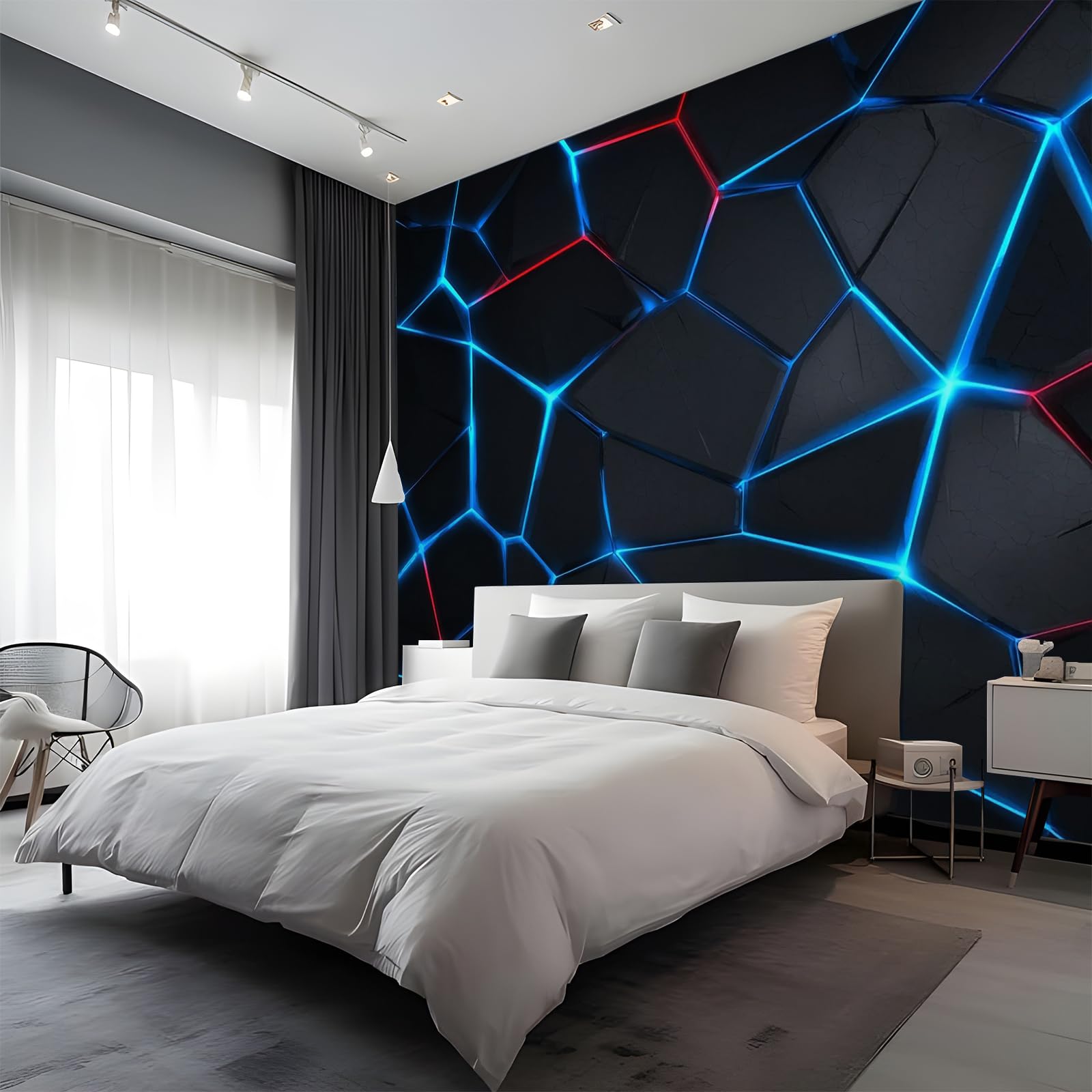 Irregular Geometry Photo Wallpaper, Mechanical Style 3D Effects Wall Mural, Peel and Stick Wall Murals, Large Photo Wallpaper for Living Room Bedroom Dormitory Hotel Themed Rooms 100 x 70 cm