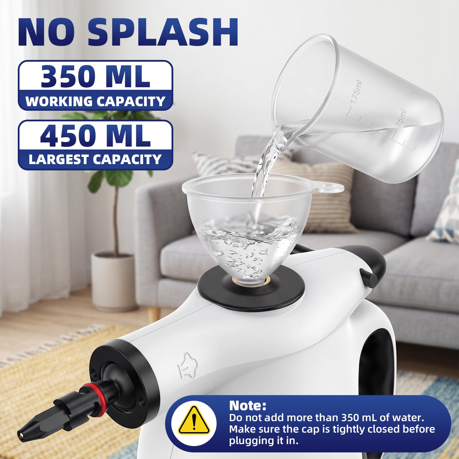 Dampfreiniger Handgerät 450ML Tank mit 12 Zubehöre leistungsstarker Dampfreiniger mit Sicherheitssperre, geeignet für Auto, Polster, Böden, Küche, Fenster und viele weitere Einsatzbereiche