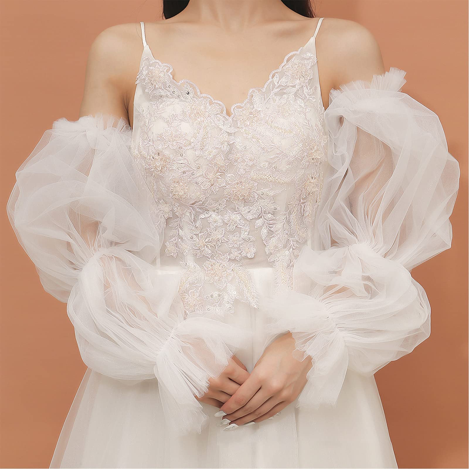 Xinsheinelry Detachable Elastic Sleeves Bride Wedding Arm Decorate White Ruffle Puff Sleeve For Bridal Accessories Gloves