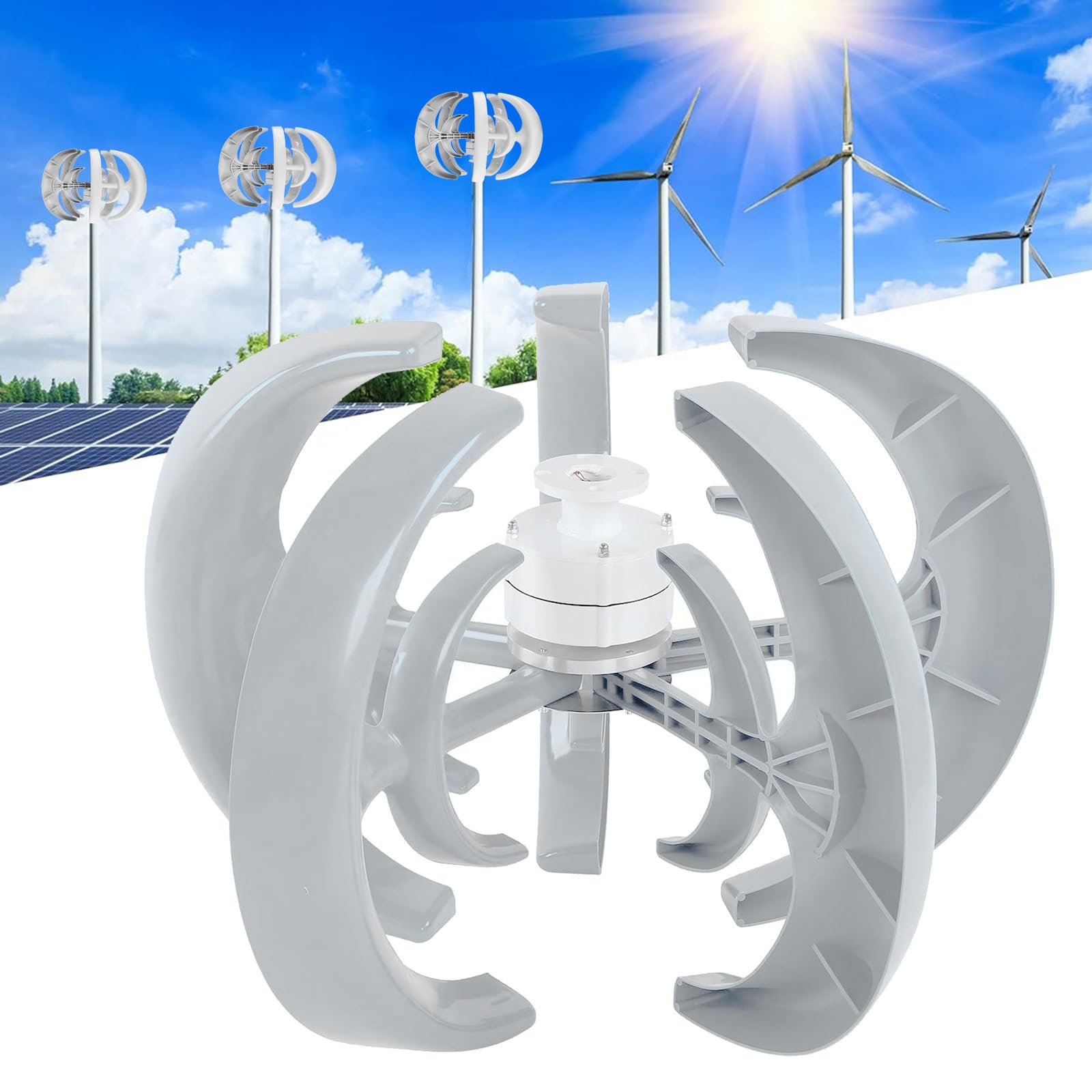Pionowy generator wiatru 10000 W - 5-łopatkowa konstrukcja z kontrolerem do domu, oświetlenie ulicy, łodzie, tarasy, kabiny - Efektywne rozwiązanie dla energii odnawialnej 24 V