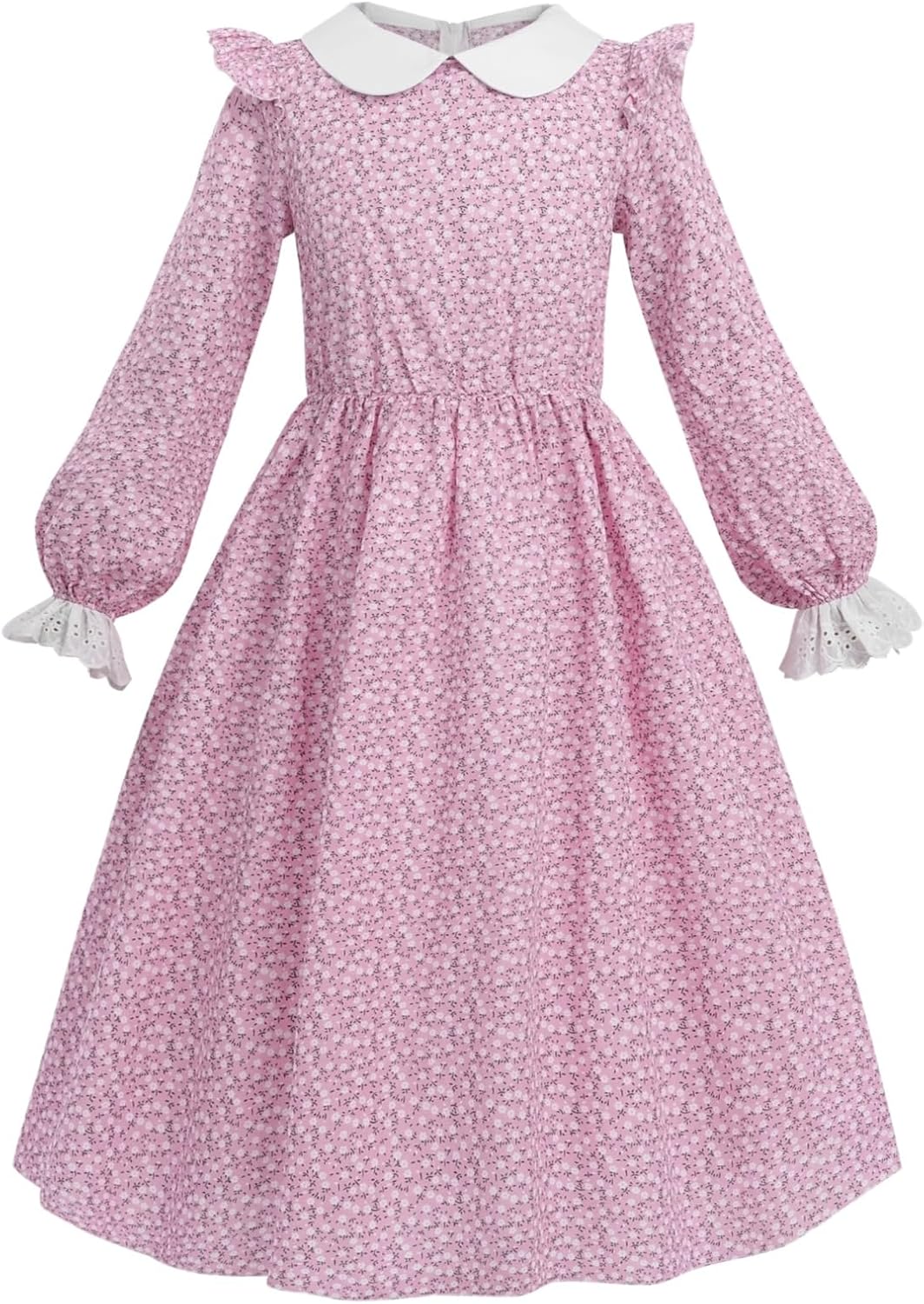 NSPSTT Girl Pioneer Costume Prairie Dresses for Girls Floral Colonial Dress Girl 1800s Dress