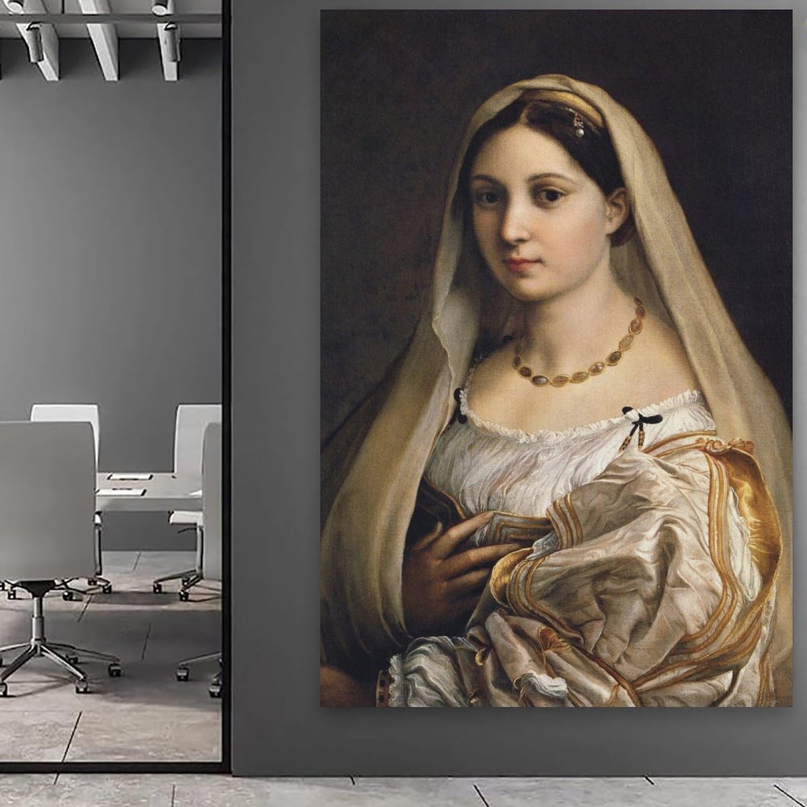 Raphael's Woman with A Veil plakat z nadrukiem na płótnie, dekoracja, malarstwo, salon, sypialnia, malarstwo, druk ścienny, nowoczesny dom, chłopiec, pokój, malarstwo, na urlop, obraz ścienny, 12 x
