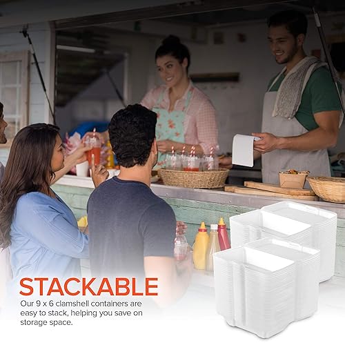 Miniatura 5 de Stock Your Home Recipientes de espuma de poliestireno de 9 x 6 pulgadas 25 unidades  1 compartimento para alimentos  Recipientes de comida grandes