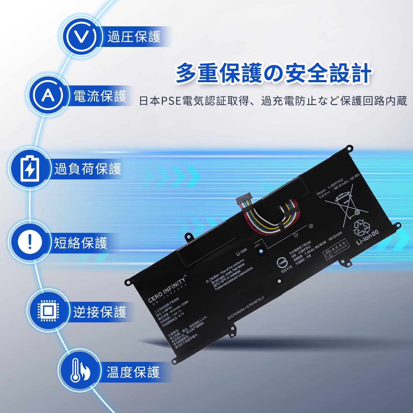 ソニーVAIO VJ8BPS52 バッテリー 7.6V 4610mAh