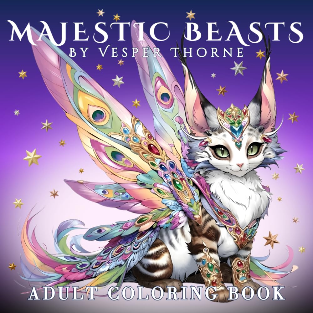 Majestic Beasts: A Mythical Creatures Coloring Book for Adults - Detailed Fantasy Animals and Shading Designs