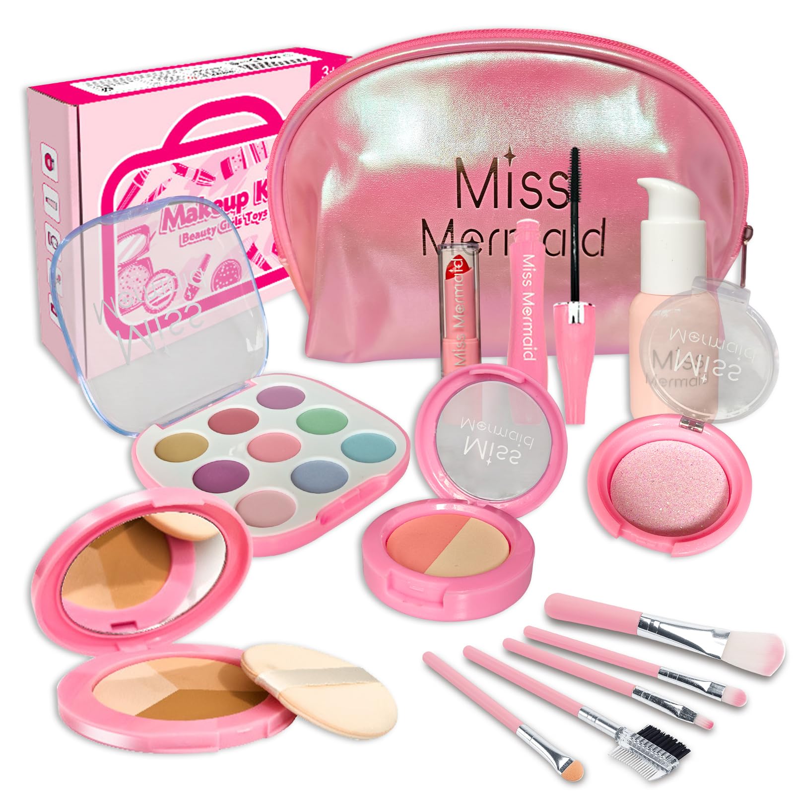 OTONOPI Kids Pretend Makeup Set 14 Pieces Colorless Safe Toy Girls Gift