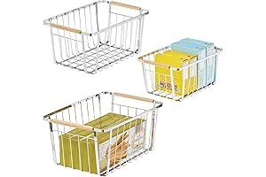 mDesign Farmhouse Wire Organizer Storage Bin Basket with Handle