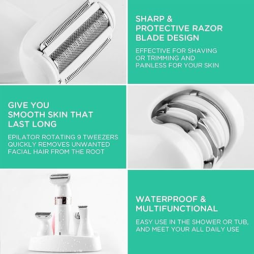 Miniatura 5 de VOYOR Afeitadora eléctrica para mujer, recortadora de bikini para el cuerpo, kit de peluquería 5 en 1, afeitadora para mujer, maquinilla de afeitar