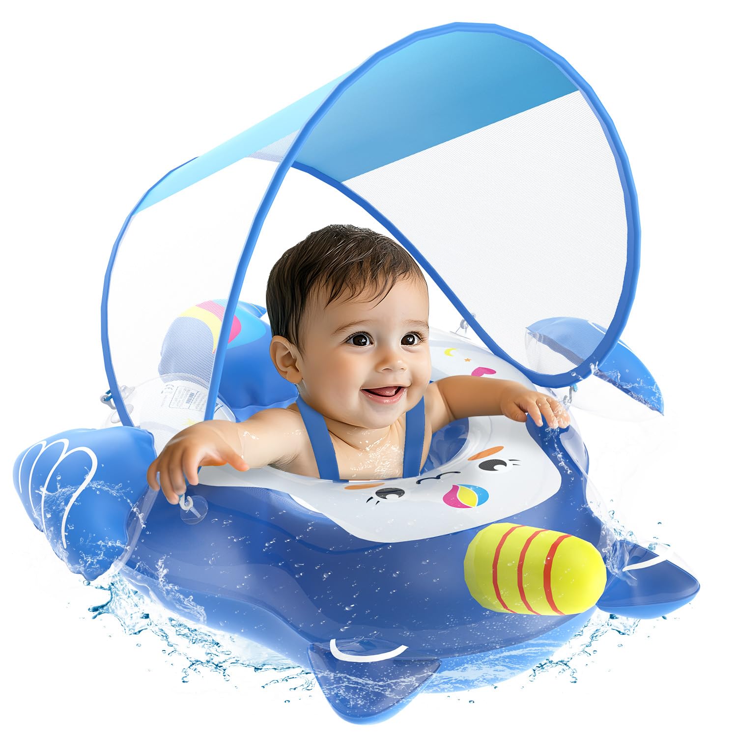 EagleStone Baby Float with Canopy, Infant Pool Float for Pool Game, Swimming Pool Floats, Baby Pool Float 3-36 Months