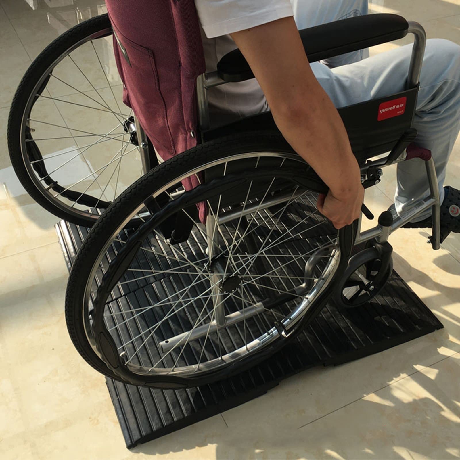 Przenośna rampa dla wózków inwalidzkich, bardzo szeroki, gumowy mostek progowy do szopy podjazdowej, patio, drzwi przesuwnych i drzwi, rozwiązanie dostępu mobilnego