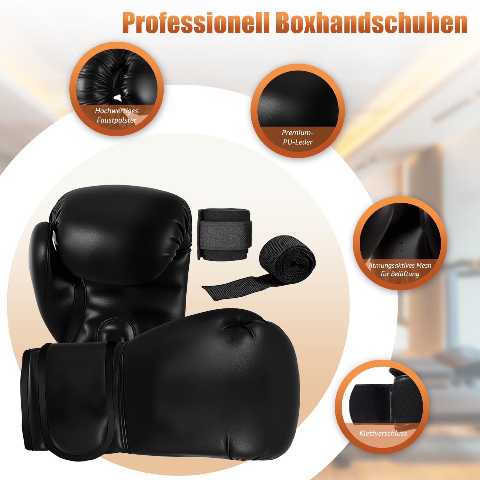 120cm/4ft Oxford Boxsack Set, Schwerer Boxsack mit Handschuhen, Wraps, Kette, Deckenhaken, Boxreflexbälle, Punching Bag Set für Kickboxen, Muay Thai, Karate, Taekwondo, Sandsack Boxen