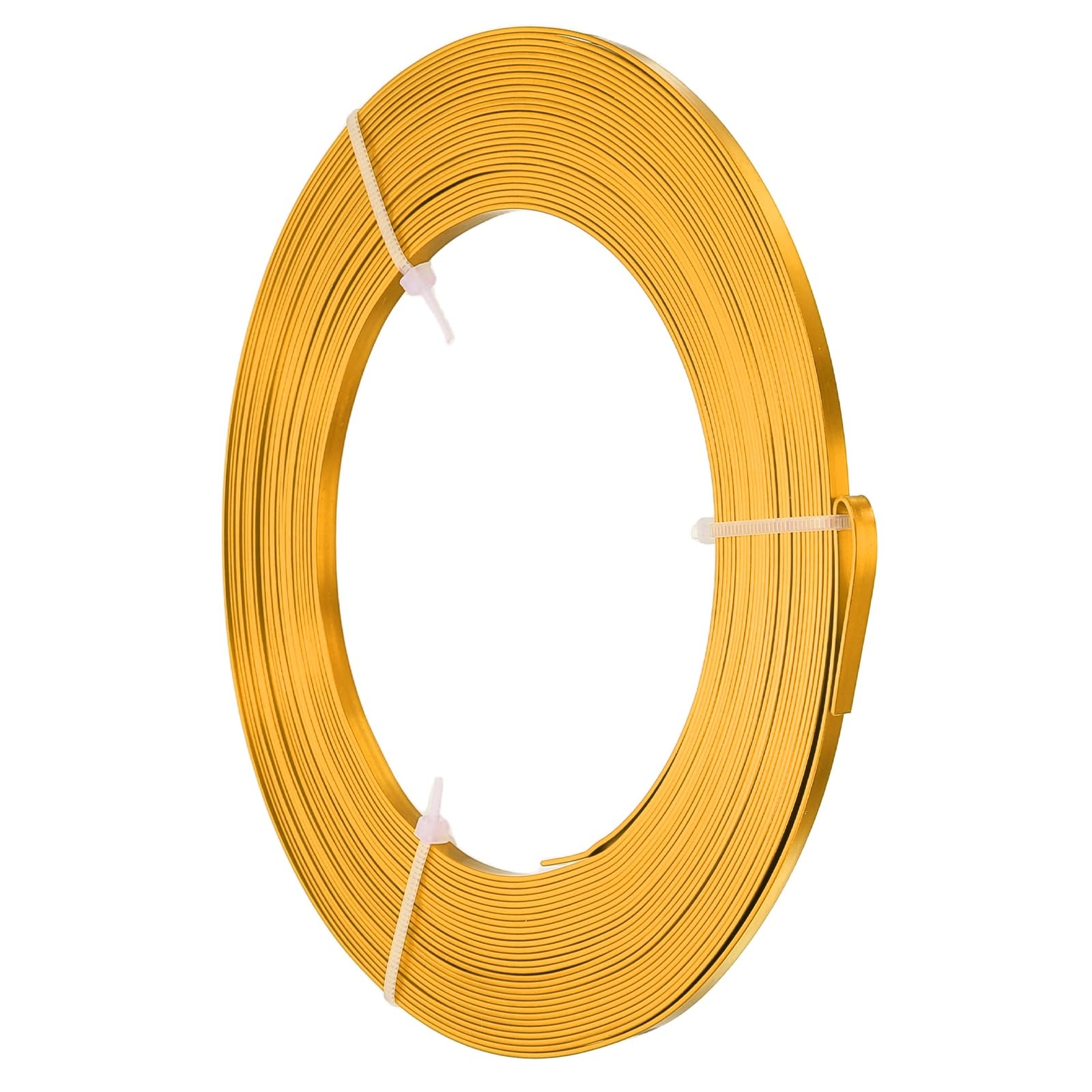 PATIKIL 20 AWG 3.5mm Wide Aluminum Flat Wire, 33Ft 1 Roll Bendable Anodized Aluminum Wire Wide Beading Craft for Jewelry Making Resin Bezel Frame Wrapping, Gold