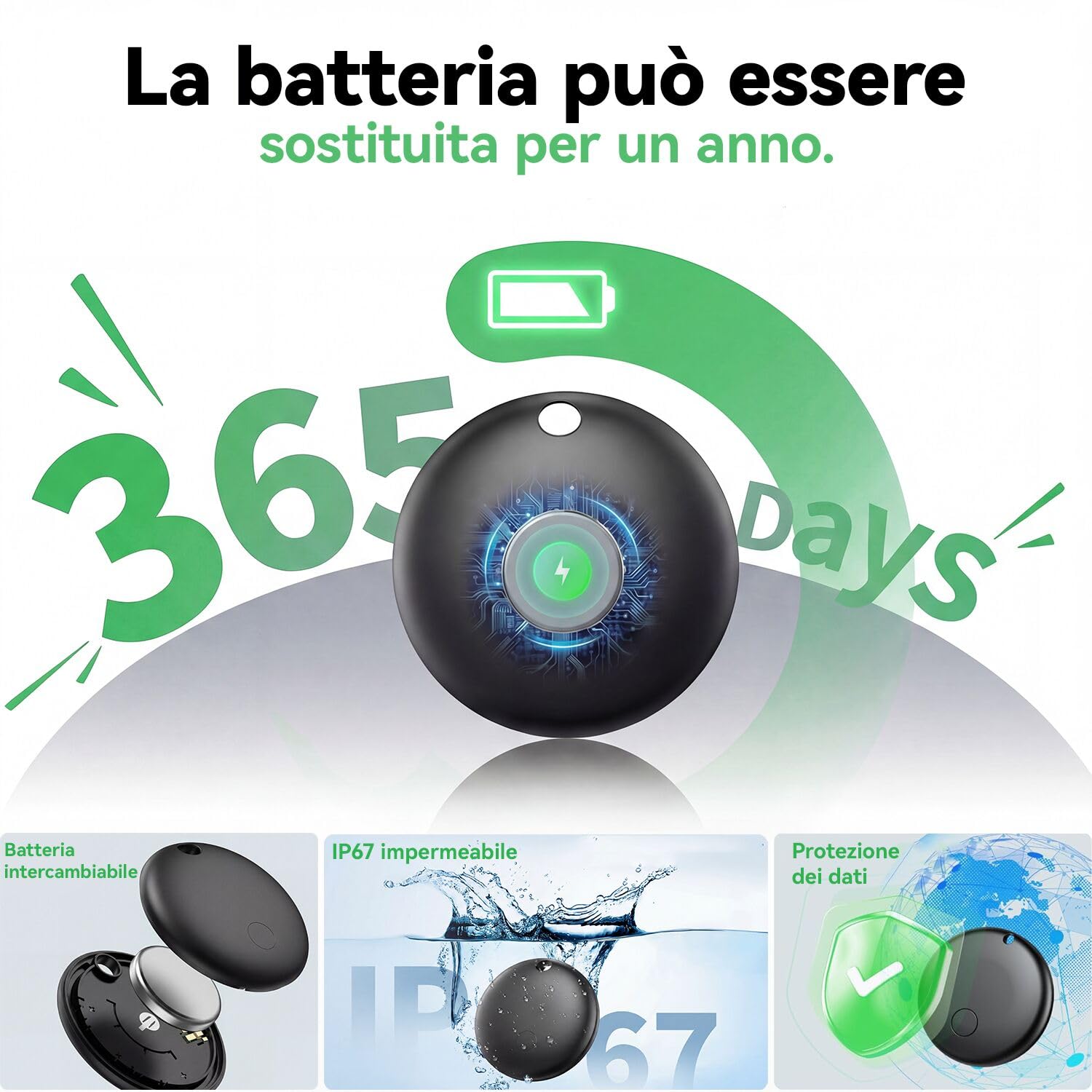 Smart Tag Tracker Android, Tracker Bluetooth Localizzatore Compatibile con “Google Find Hub”, Air Tracker Tags Batteria Sostituibile Trova Oggetti per Chiavi/Bagagli/Borsa a Mano (nero, 4 pcs)