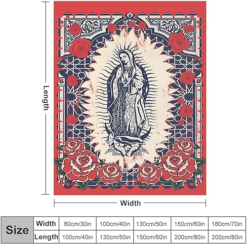 Miniatura 2 de Nuestra Señora de Guadalupe Virgen María - Manta de Navidad suave y acogedora con pelusa de ángel, manta cálida para sofá o cama, manta de poliéster
