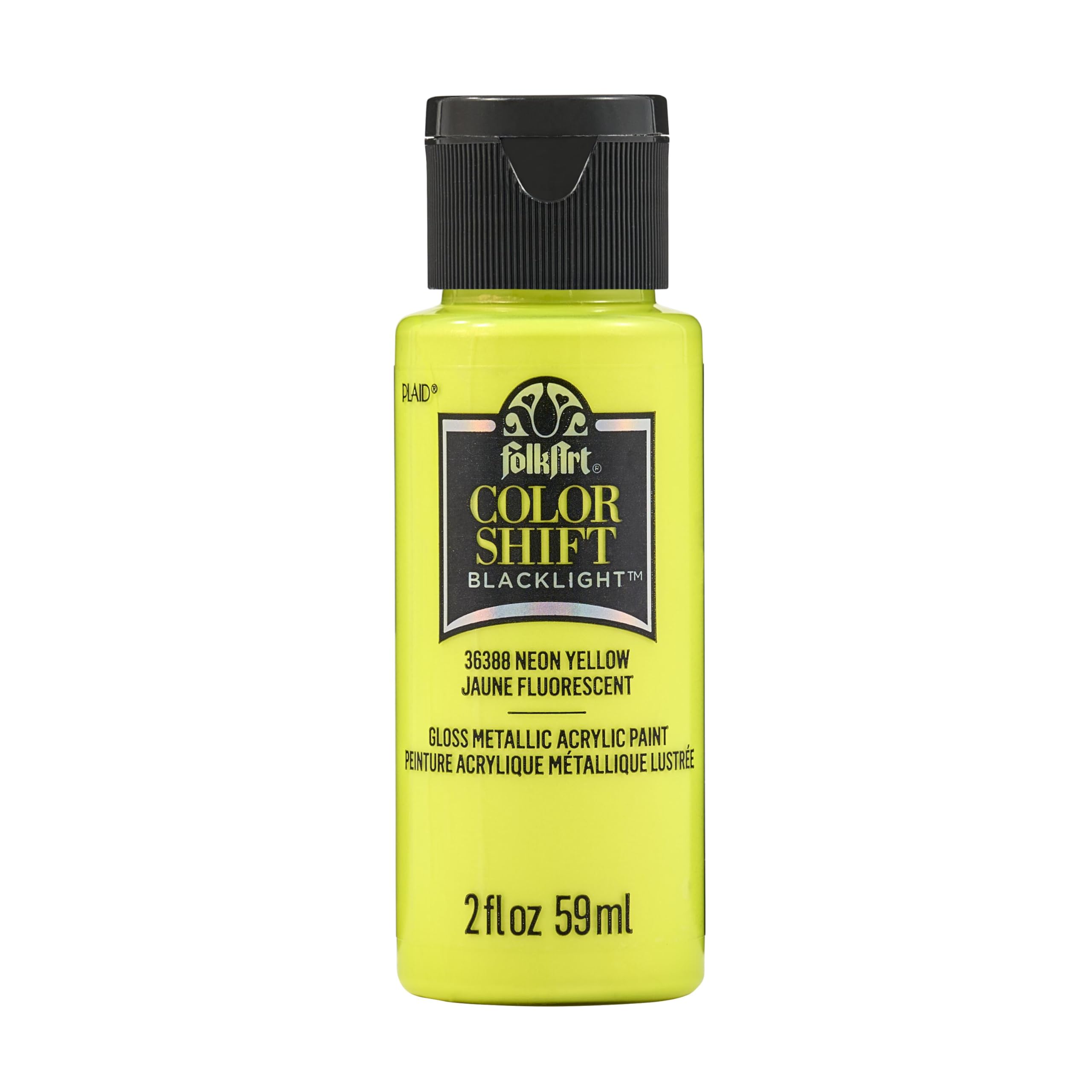 FolkArt, Color Shift Blacklight Acrylic Paint, Neon Yellow