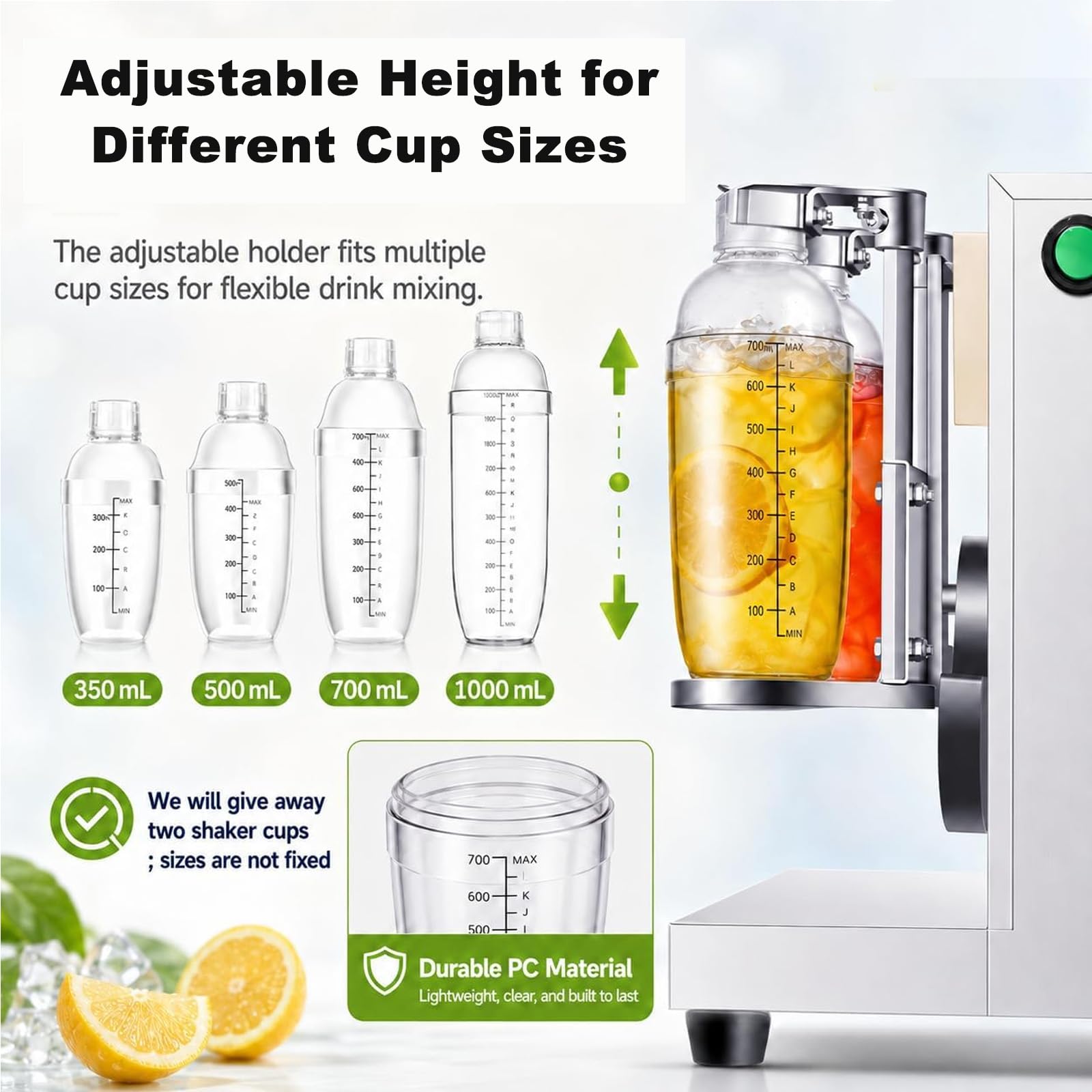 Machine À Thé Professionnelle, Shaker Électrique À Double Cadre Avec Minuterie, Hauteur Réglable, 4 Gobelets Inclus, Capacité De 350 À 1000 Ml, Idéale Pour Les Boutiques De Bubble Tea Et Les