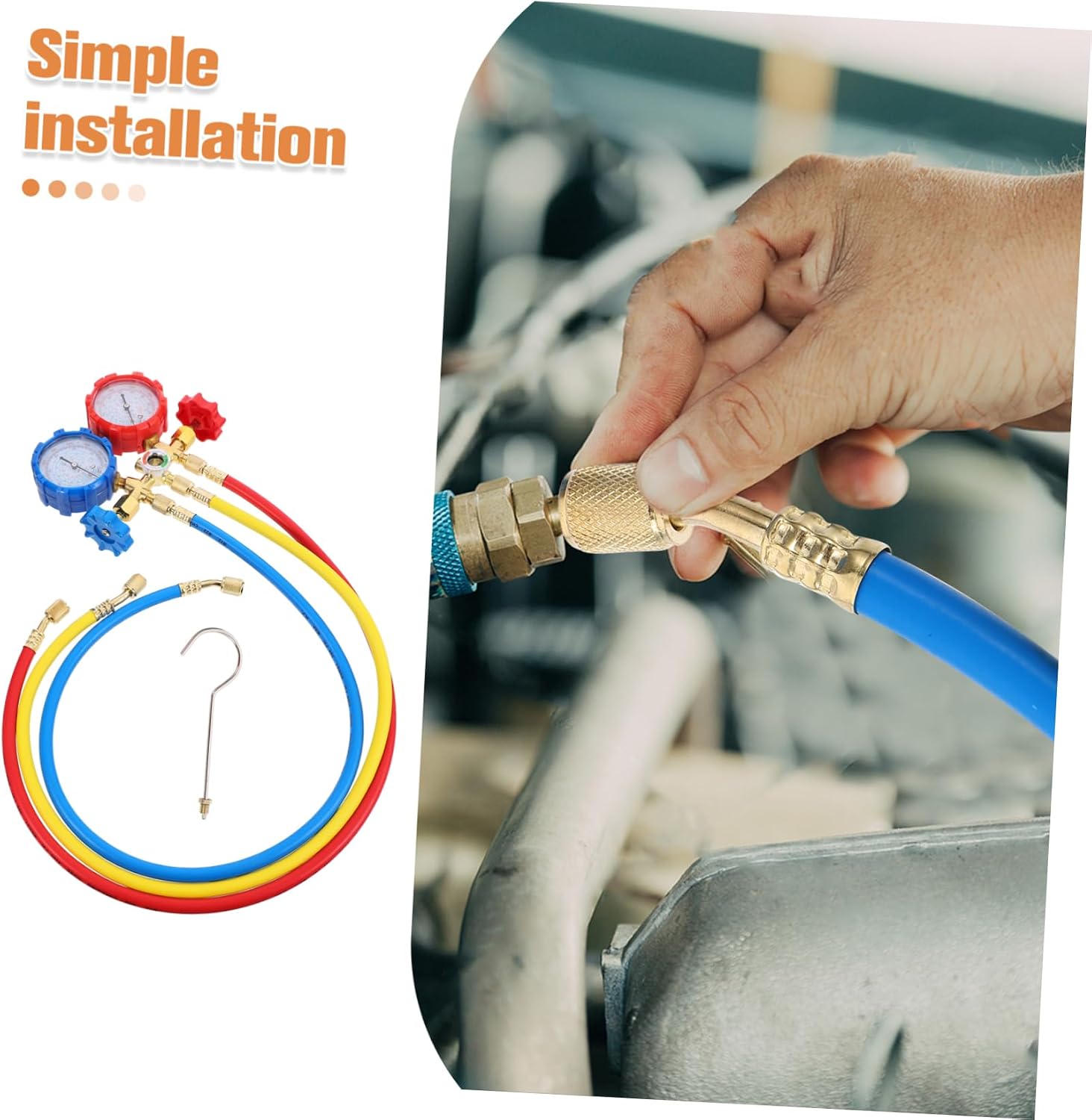 1 Set Refrigerating with Fluoride Filling Hose for Air Conditioning Durable and Practical Gauge for Home and Auto Hvac Recharge Easy to Use for Car Repairing and Personal Use
