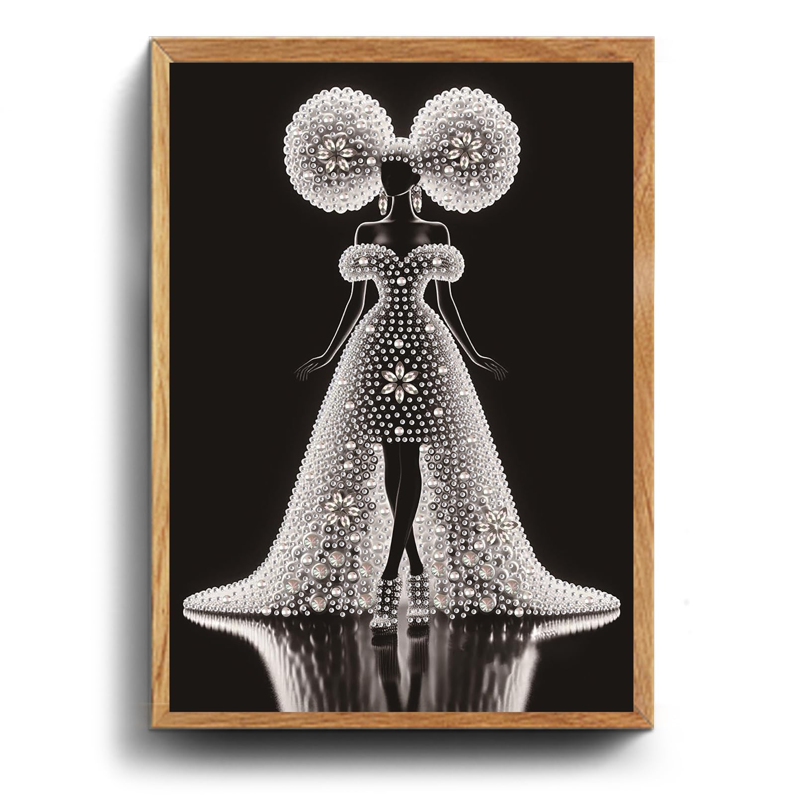 POETRYDRAW Pearl Silhouette Lady 5D DIY Diamond Art Kit 11.81x15.75 Inch Gem Painting Home Decor