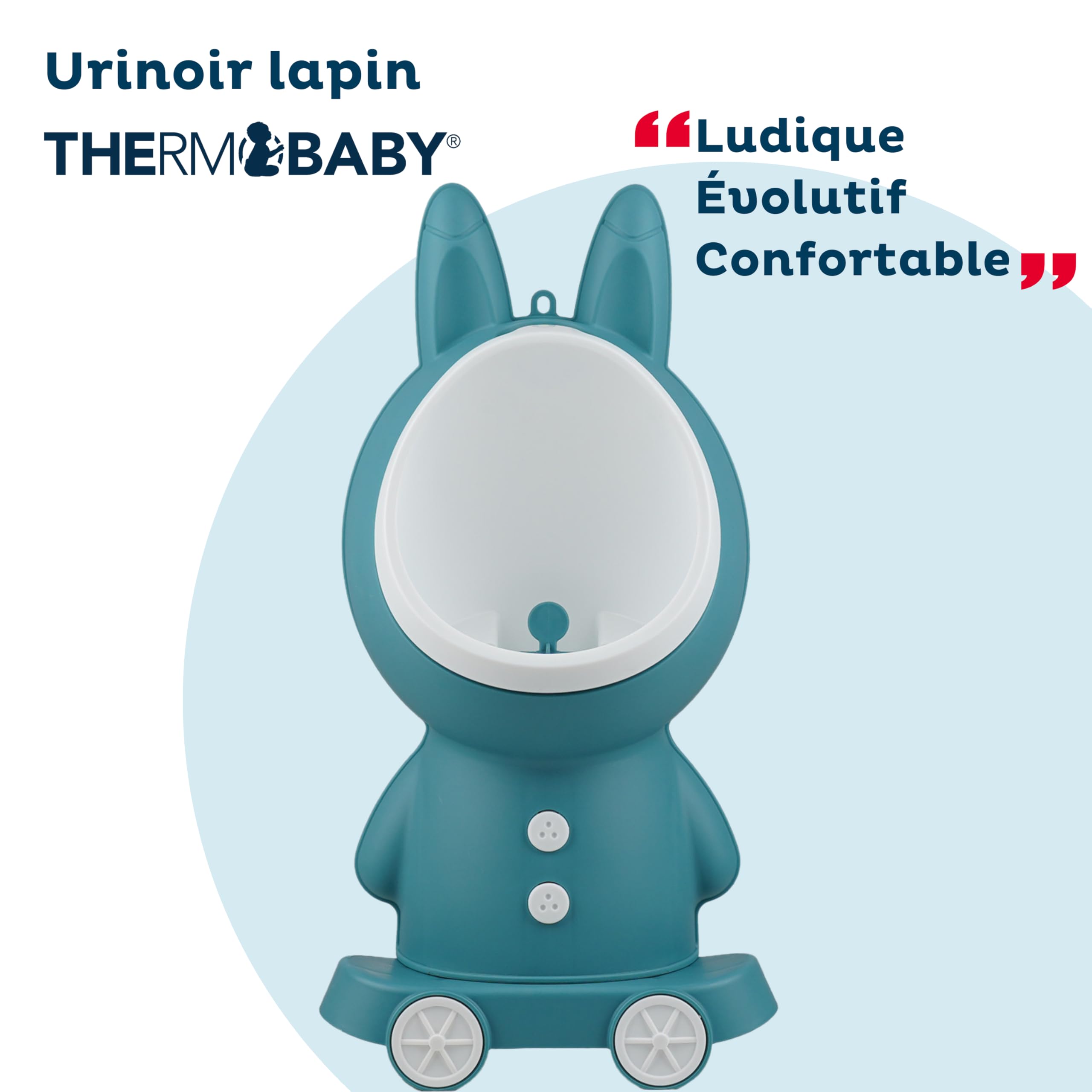 THERMOBABY - Urinoir LAPIN - Urinoirs d'Apprentissage la Propreté Pour Garçons - Toilette Enfant Ludique - Évolutif - 3 Hauteurs de Réglage - Lapin - Bleu