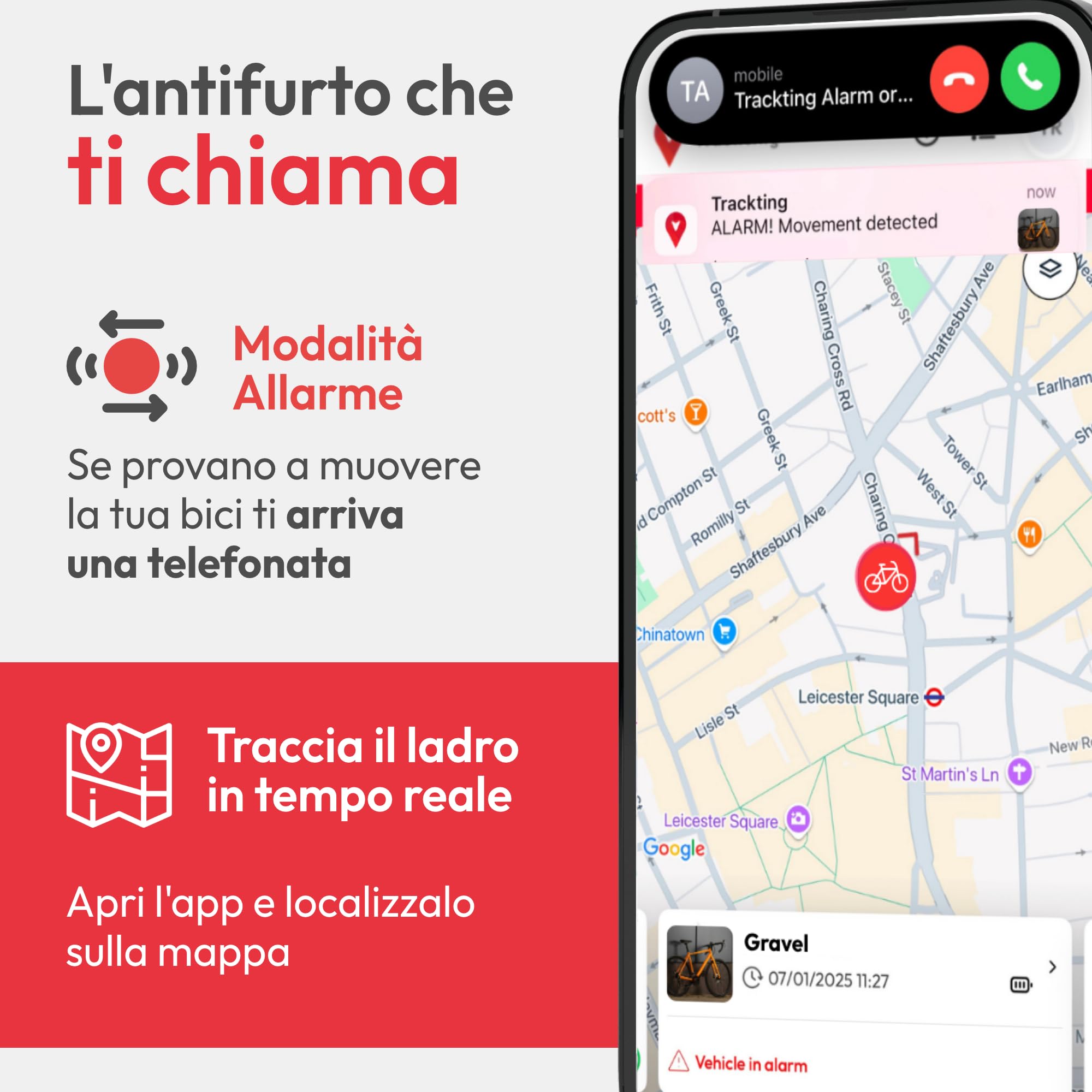 Trackting Bike T8 Antifurto Bici Gps Tracker | Abbonamento annuale richiesto | Tracker Gps Bici ed Ebike con Sensore di movimento, Batteria Ricaricabile, Monitoraggio in Tempo Reale in Caso di Furto
