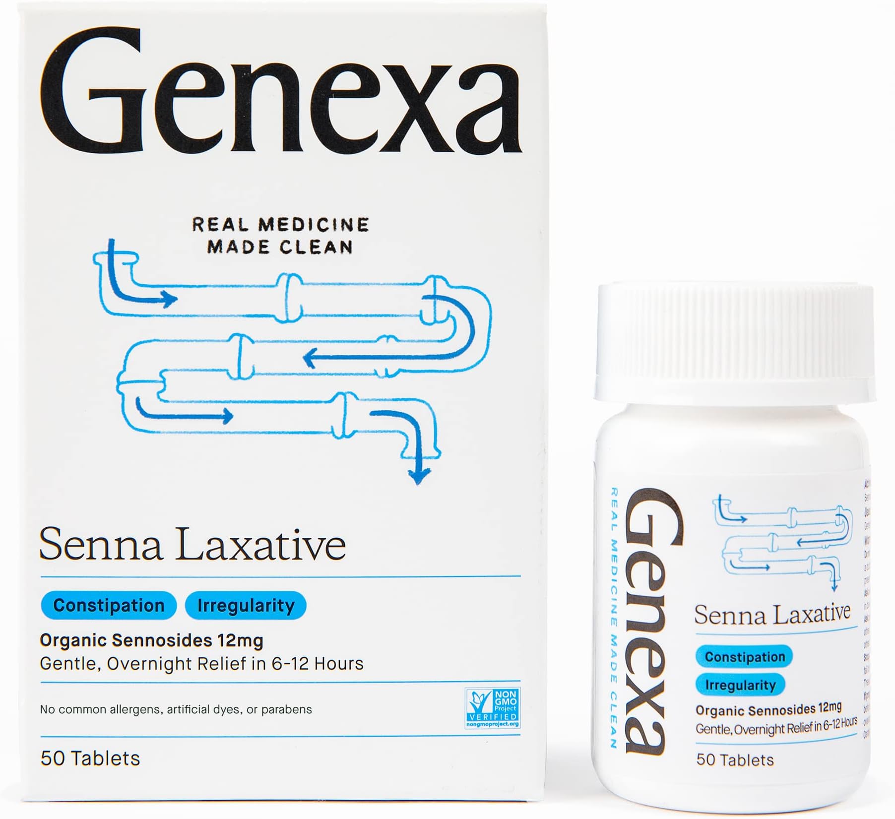 Senna Laxative - 50 Tablets | Effective Overnight Laxative | Certified Organic | Free of Talc
