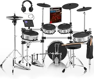AKLOT Acoustic-Style Electric Drum Set: Independent 16'' Wooden Double Pedal Bass Drum and 12'' Snare, Triple-Zone Ride Cymbal, Standalone Hi-Hat, Full Mesh Pads, 460 Sounds, USB MIDI (B-CORE543D)