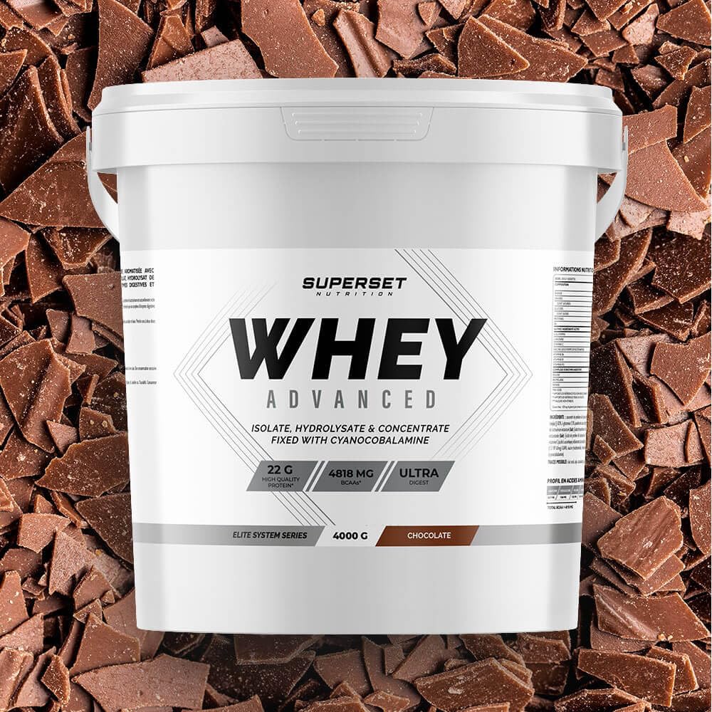 Superset Nutrition | 100% Whey Proteine Advanced (4kg) | Whey protéine | Pure Whey ultra-filtrée : 3 sources de protéines de haute qualité avec absorption rapide - Chocolat
