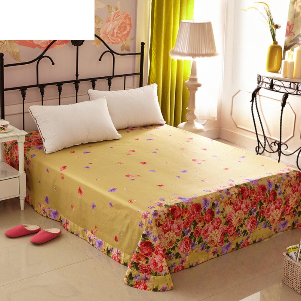 Draps en coton de lit double impression colorant réactif 245x250cm plat