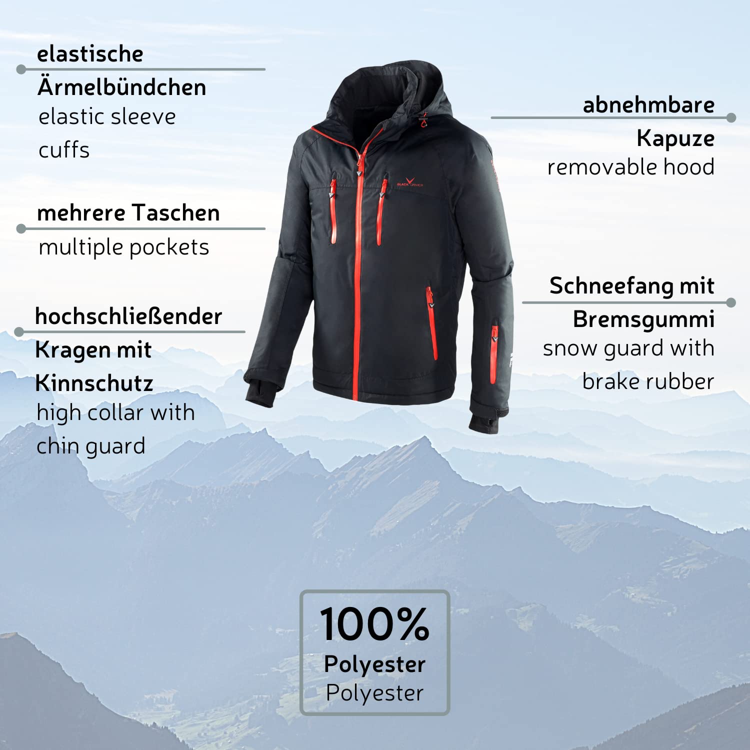 Black Crevice Skijacke, Chaqueta de Esquí para Hombre