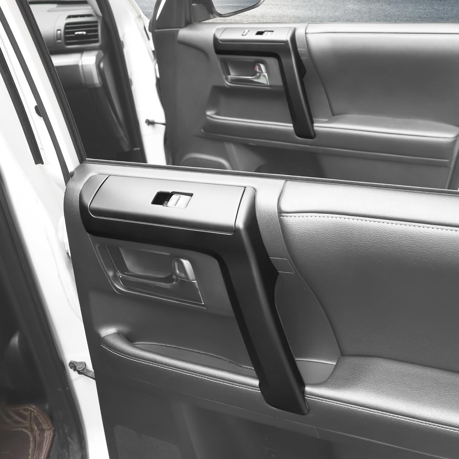 Voodonala for Toyota 4Runner 2010-2024 Window Lift Switch Panel Trim with Side Handle Cover Compatible with Toyota 4Runner SUV 2010-2024(Matte Black,8Pcs/Set,ABS)