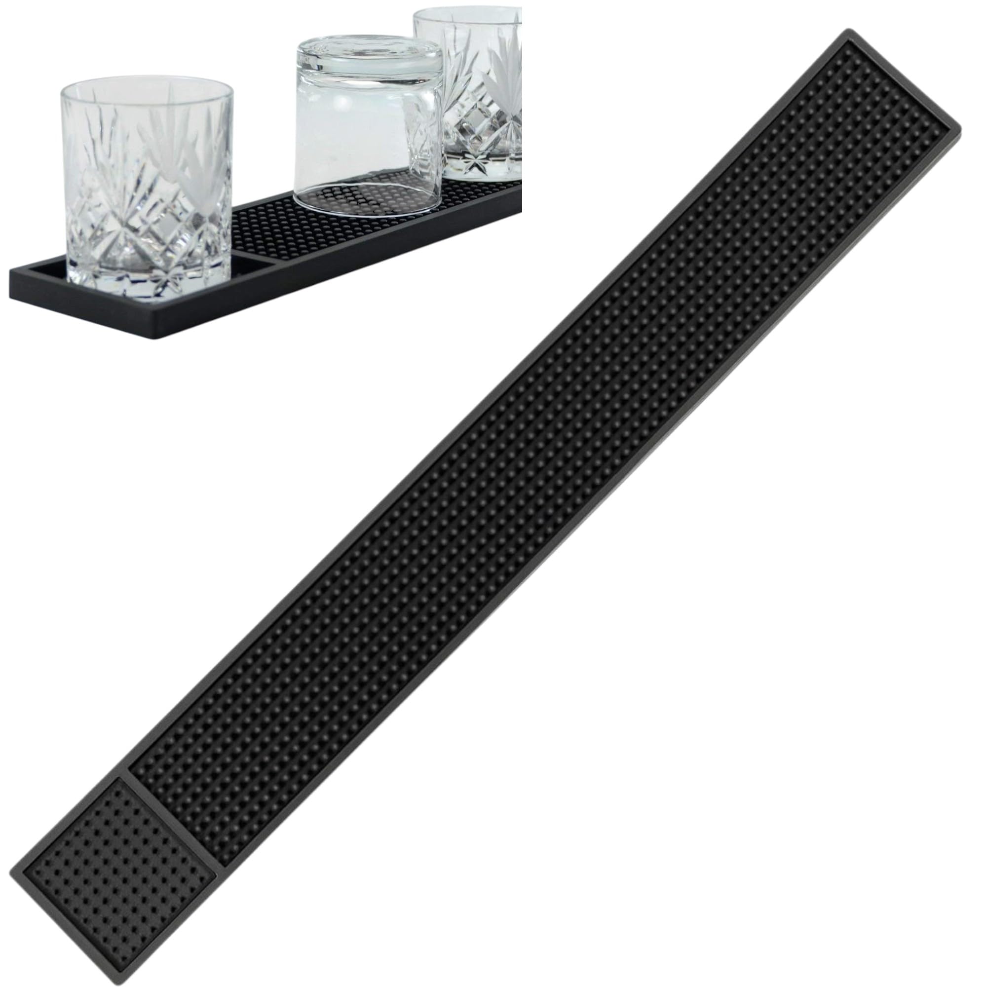 PVC Rubber Bar Service Mat Spill Mat for Counter Top Bar Rail for Glassware, Non Slip - 60 cm x 8 cm