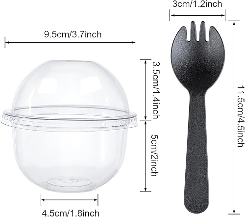 Miniatura 5 de Vanproo HotCold Vasos de plástico con tapas de cúpula sin agujero, 50 juegos de vasos de postre de plástico para helado, postre, sopa, parfait,
