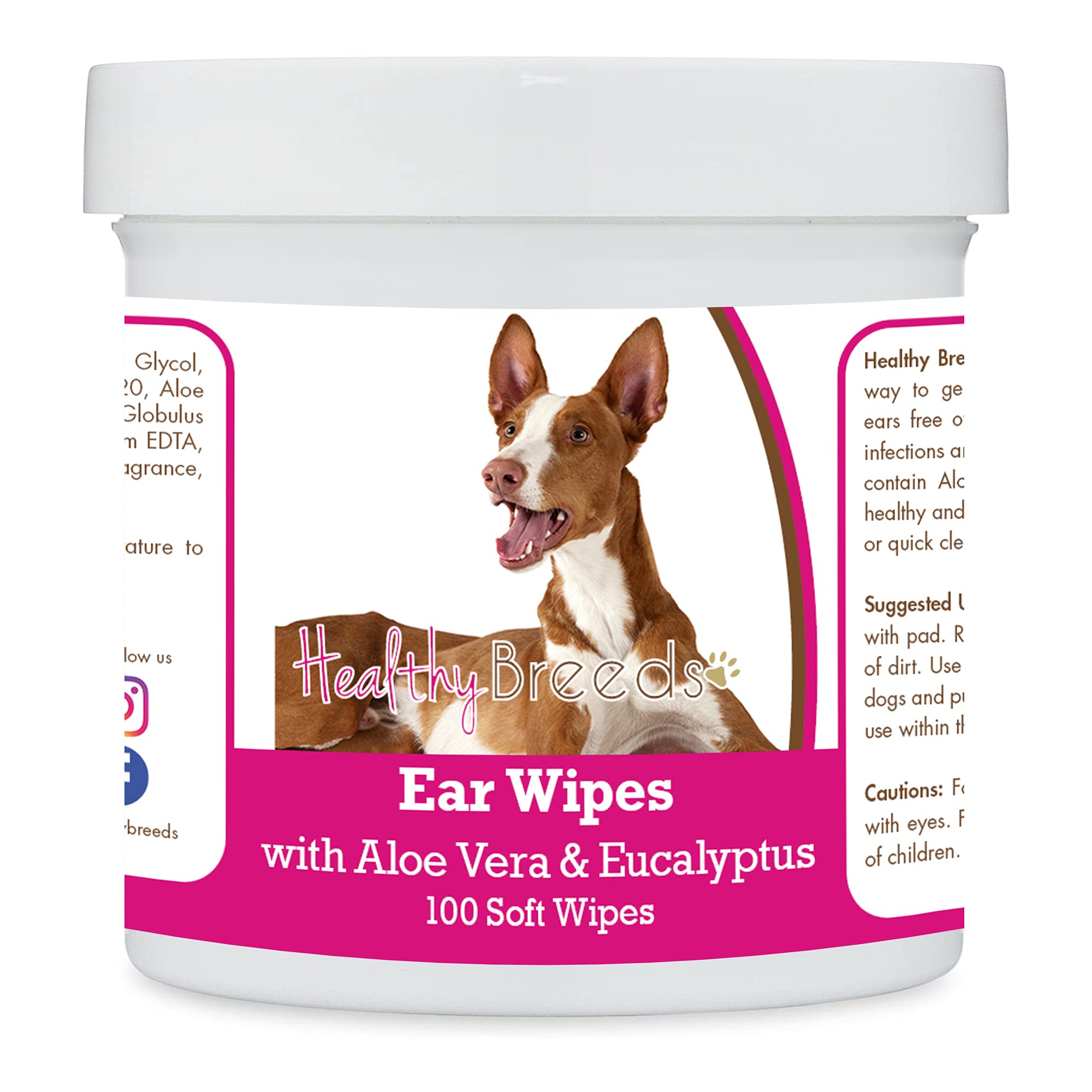 Healthy Breeds Ibizan Hound Ear Cleaning Wipes with Aloe &amp; Eucalyptus for Dogs 100 Count