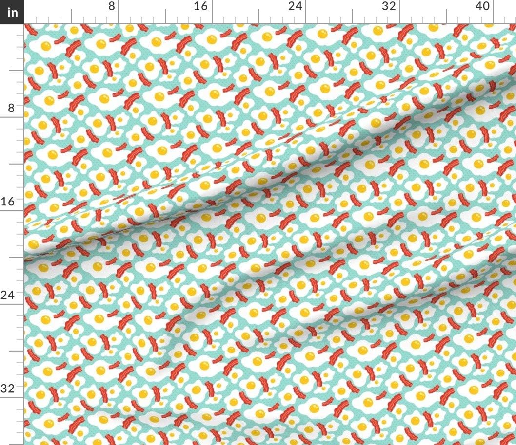 Spoonflower Fabric - Egg Bacon Breakfast Food Blue Morning Fat Pattern Kitchen Chicken Printed on Petal Signature Cotton Fabric by The Yard - Sewing Quilting Apparel Crafts Decor