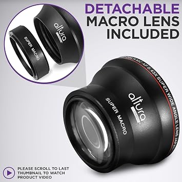Altura Photo 58MM 0.43x HD Wide Angle Lens with Macro - Attaches to 58MM Filter Thread (Not Camera Body) - DSLR Accessories for Canon Rebel T7, T7i, T8i, T6i, T6s, T6, SL2, SL3, EOS 70D, 77D, 80D, 90D