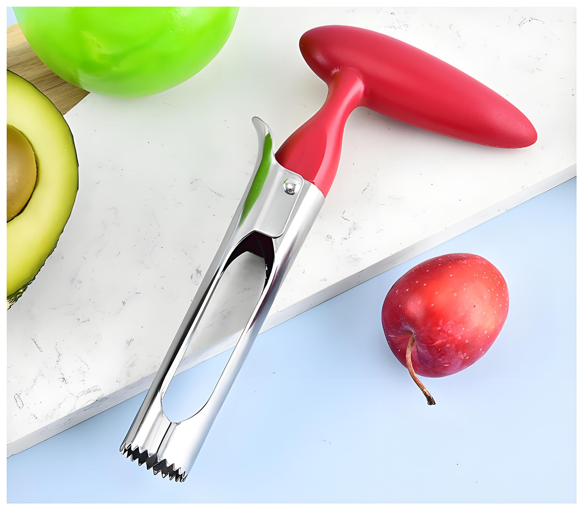 Descorazonador de frutas y verduras, pimienta y manzana, herramienta de acero inoxidable, herramienta de cocina (descorazonador de pepper + descorazonador de manzana)