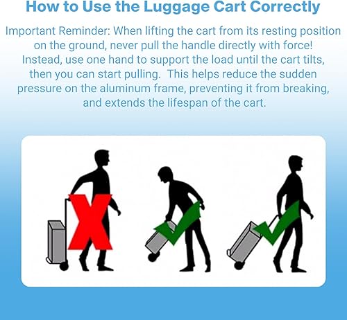 Miniatura 5 de Vsaikeo Carro de mano plegable pequeño con 2 ruedas, carrito de equipaje plegable de aluminio ligero, carrito plegable portátil para viajes en el