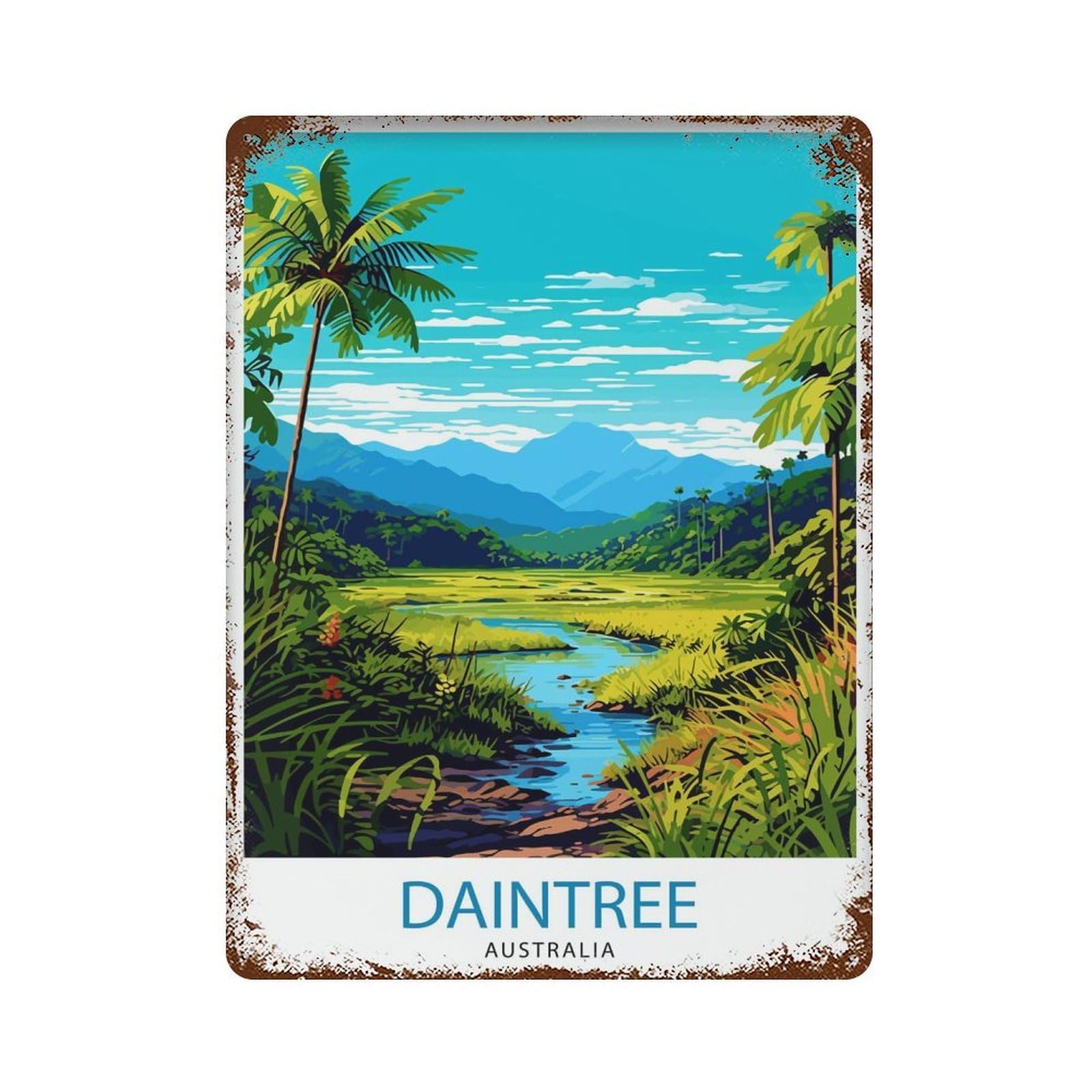 xiaoxiaoshen Daintree Australia Travel Rainforest Australian Tropical Wall Decor Art Metal Tin Poster Modern Home Decor Art Home Bar Shop Decorations Vintage Sign 40x30cm