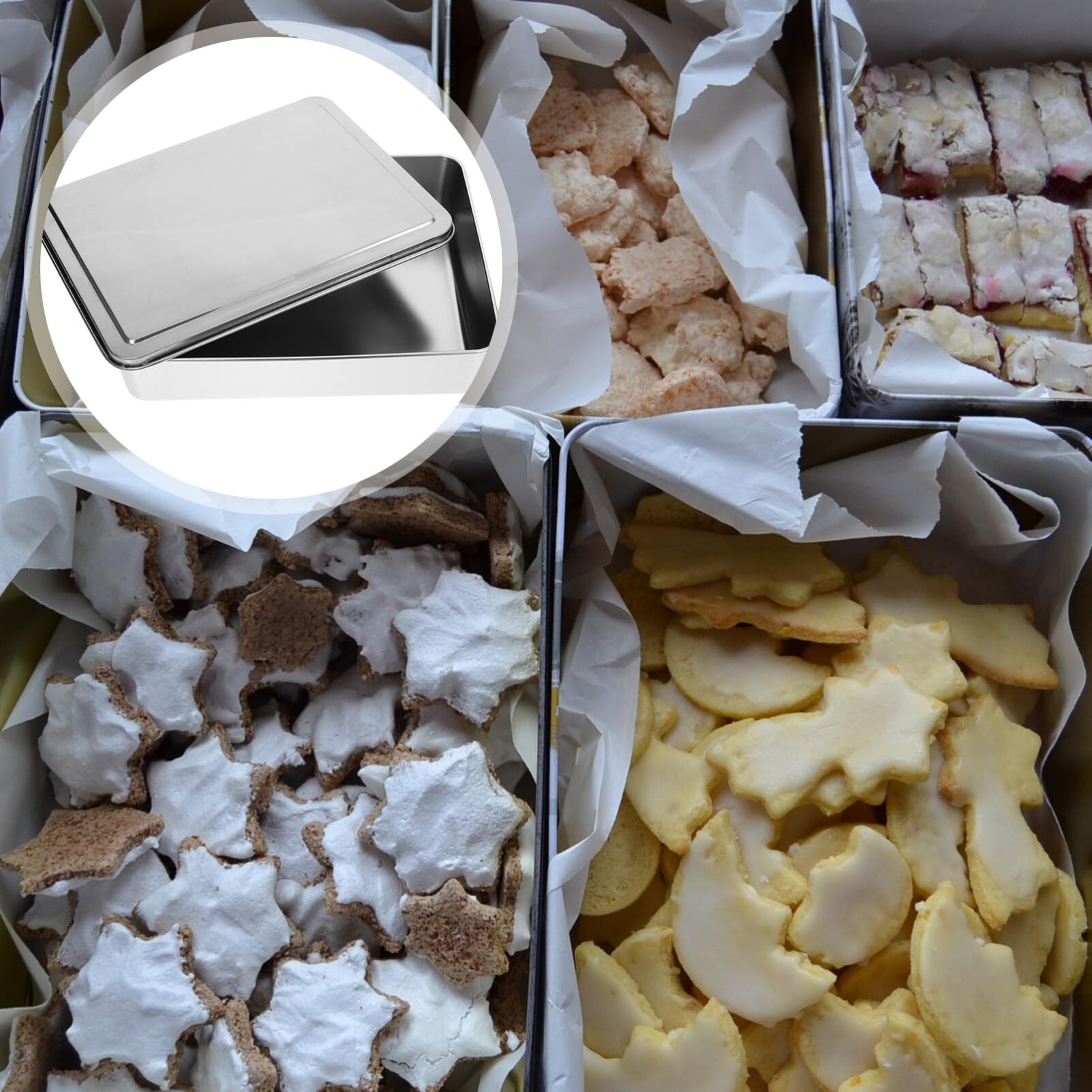 Caja Para Tiramisú y Pasteles Molde Rectangular Bandeja De Acero Inox Con Tapa Antiadherente Para Hornear