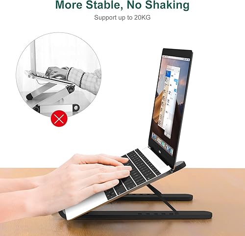 Miniatura 3 de Harita Soporte plegable para laptop, soporte elevador para computadora, soporte portátil de altura ajustable, compatible con portátiles y tabletas