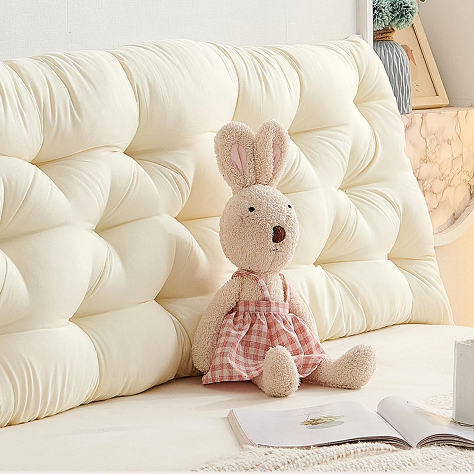 Almohada De Cabecero Para Cama Almohadas De Lectura Suaves Rectángulos Cojín De Respaldo Cojín De Lectura Y Descanso Cabecero Extraíble Con Funda Lavable Relleno De Algodón (rosa 150cm*50c