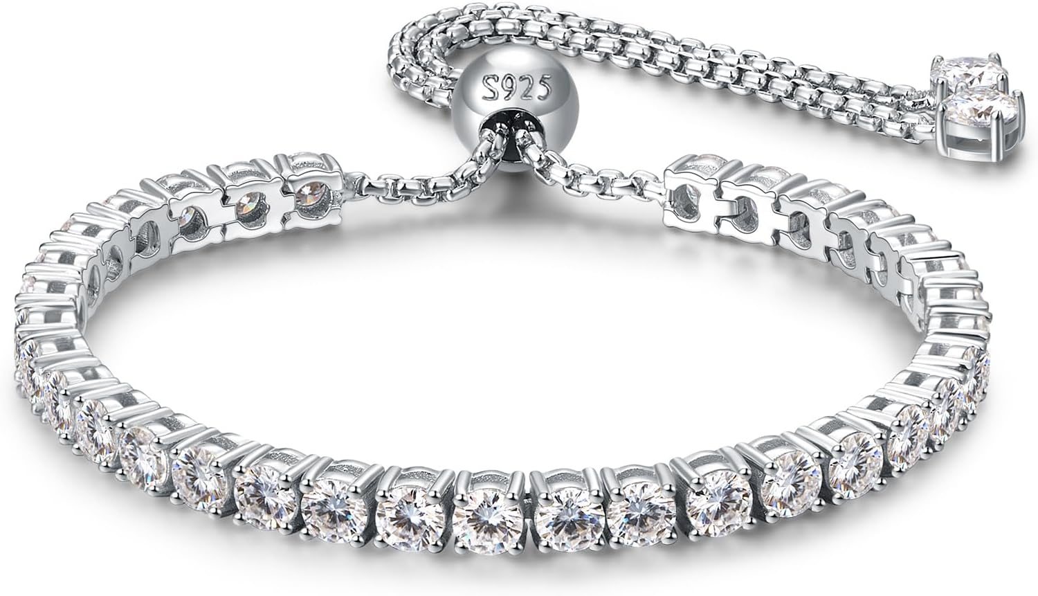 4MM Moissanite Tennis Bracelet for Women, 10.9 ct Adjustable Moissanite Bracelets, 925 Sterling Silver White/14k Gold Plated, Luxury Birthday or Anniversary Jewelry Gift for Her - Image 9