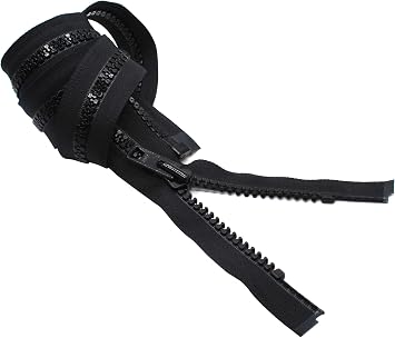 YKK #10 Heavy Duty Vislon Molded Plastic Separating Zippers - Black or White Black, 22" Inches