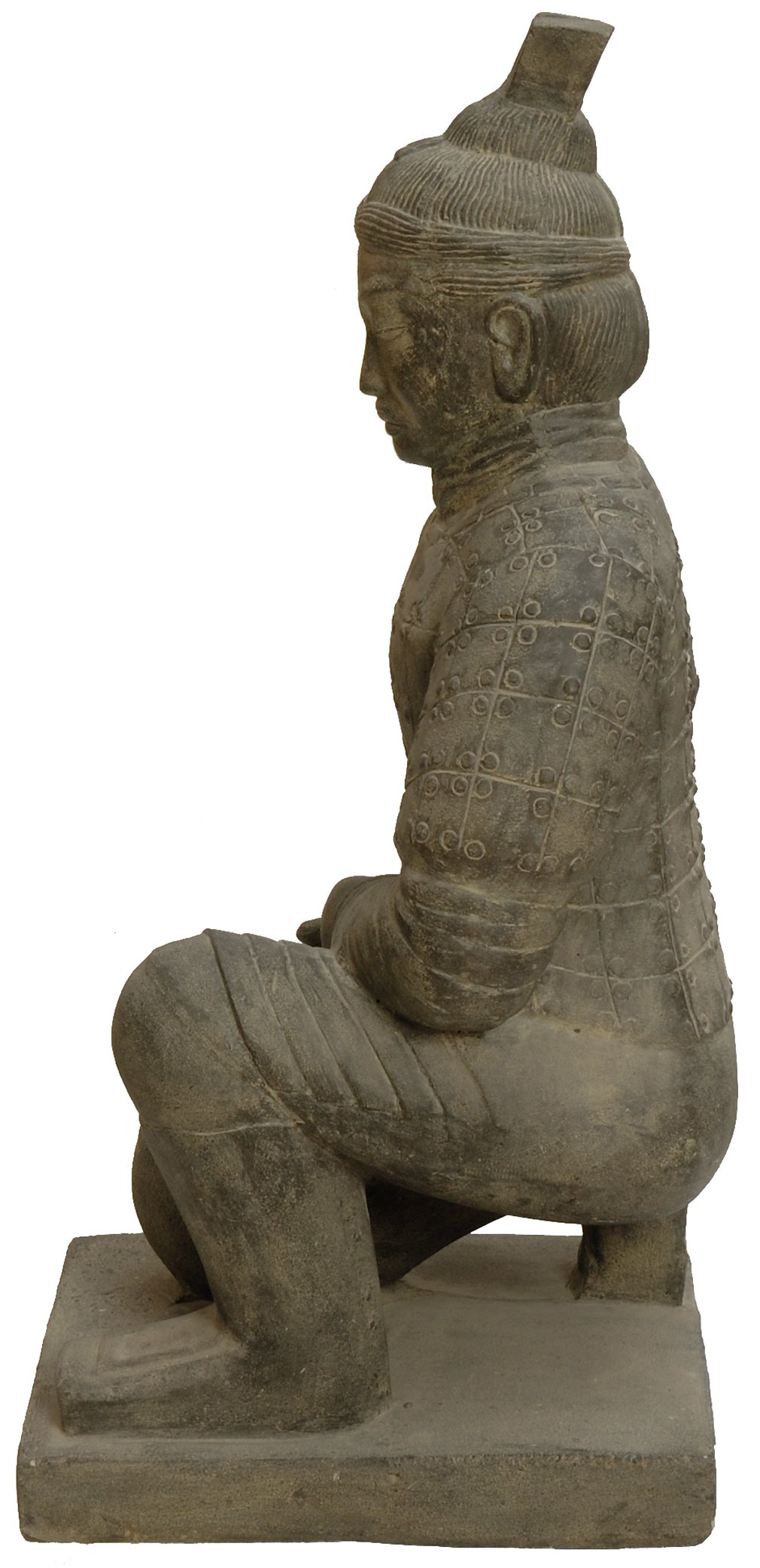 korb.outlet Figurka ogrodowa chiński żołnierz klęczący odlew kamienny/figurka wojownika terakota wojownika statuetka wojska 100 cm do domu i ogrodu