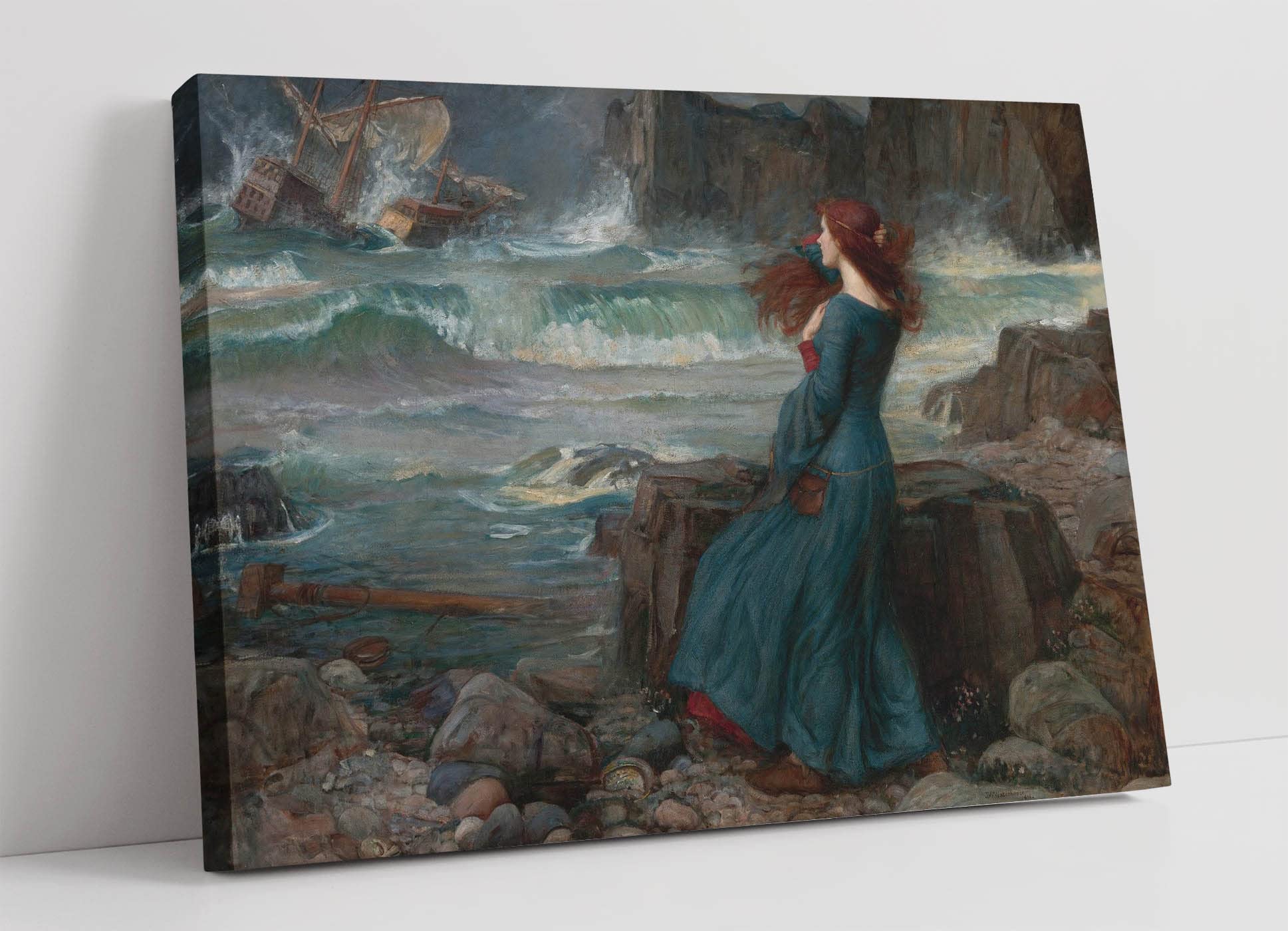 Canvasartshop Blue - John William Waterhouse, Miranda The Tempest- Canvas Wall Art Picture Print (30X20)