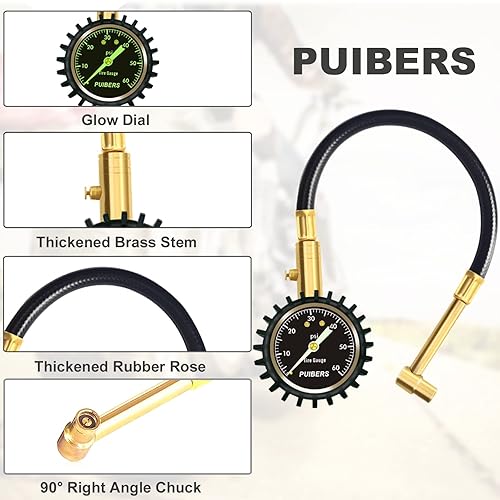 Miniatura 2 de Medidor de presión de neumáticos digital para automóviles de 200 PSI, medidores de neumáticos Puibers para presión de neumáticos digitales con