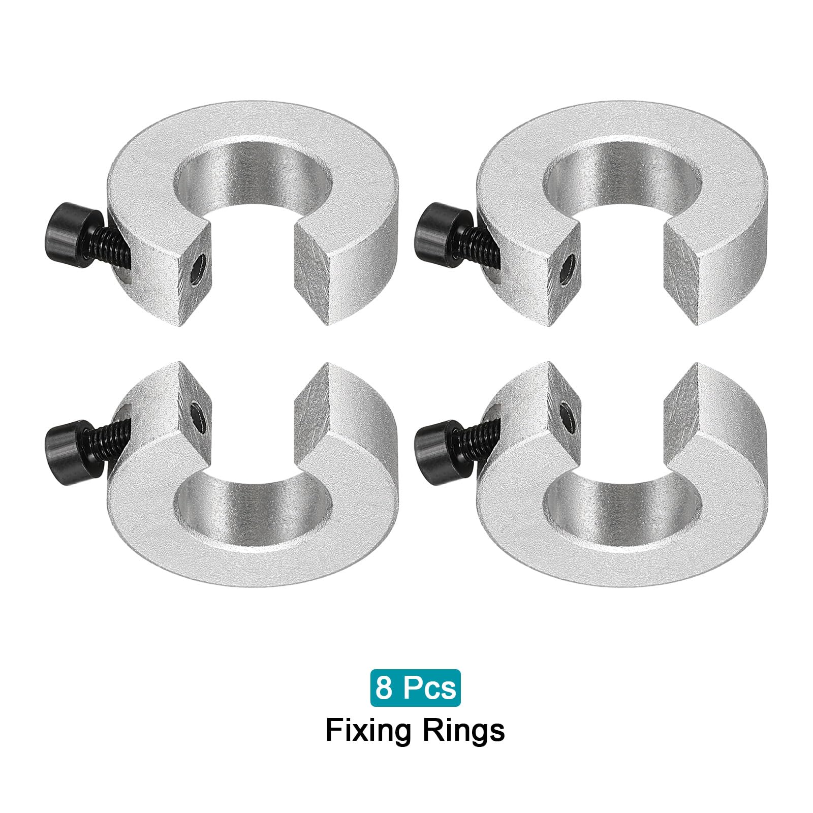 QUARKZMAN Collier d'Arrêt de Tige de Rail Linéaire SBR20 en Alliage d'Aluminium Anneaux de Fixation de Limite de Tige Surface de Sablage Argenté 8 Pièces